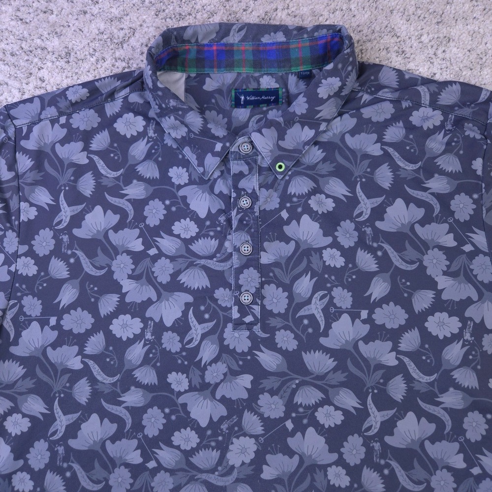William Murray Golf Polo Mens XL Shirt Short Sleeve Floral Gray Collared Stretch